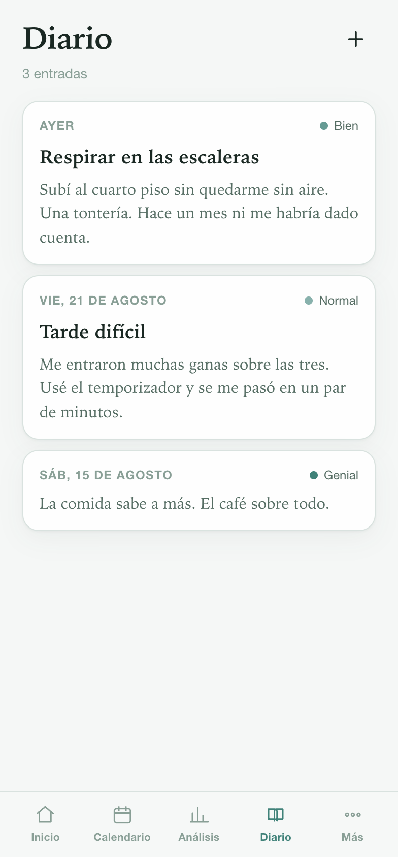Entradas privadas del diario sobre respirar mejor y aguantar unas ganas